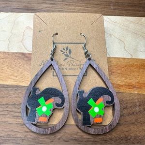 Halloween Wooden Earrings Witches Feet Fall Spooky Wicked Witch
